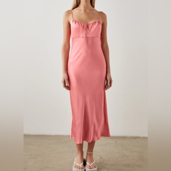 Rails Laramie Midi Dress in Coral Sleeveless Spaghetti Strap Pink Sundress XXS - Picture 1 of 15